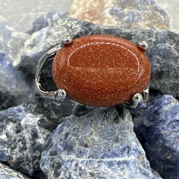 Sunstone/Goldstone Victorian gem ring - Picture 1 of 6